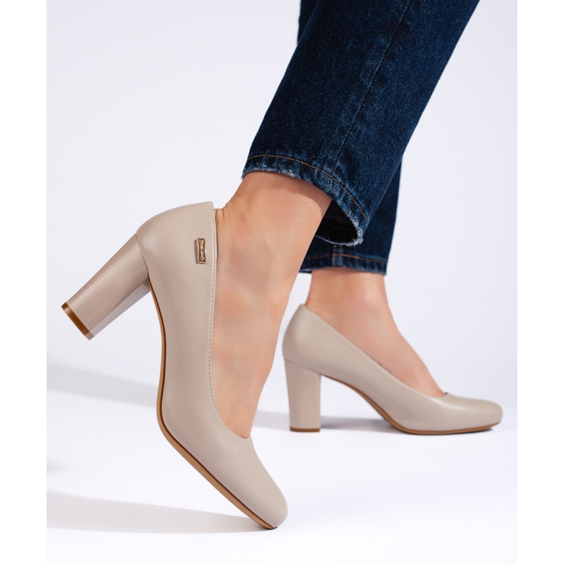 Pohodlné šedé dámské lodičky na vysokém podpatku značky Sergio Leone šedá