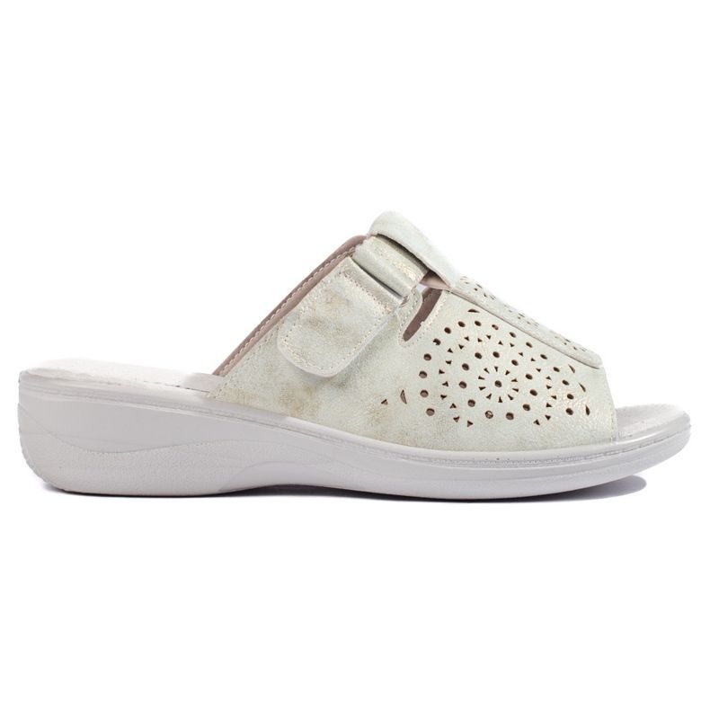 Dámské prolamované žabky na pohodlném klínku šedá