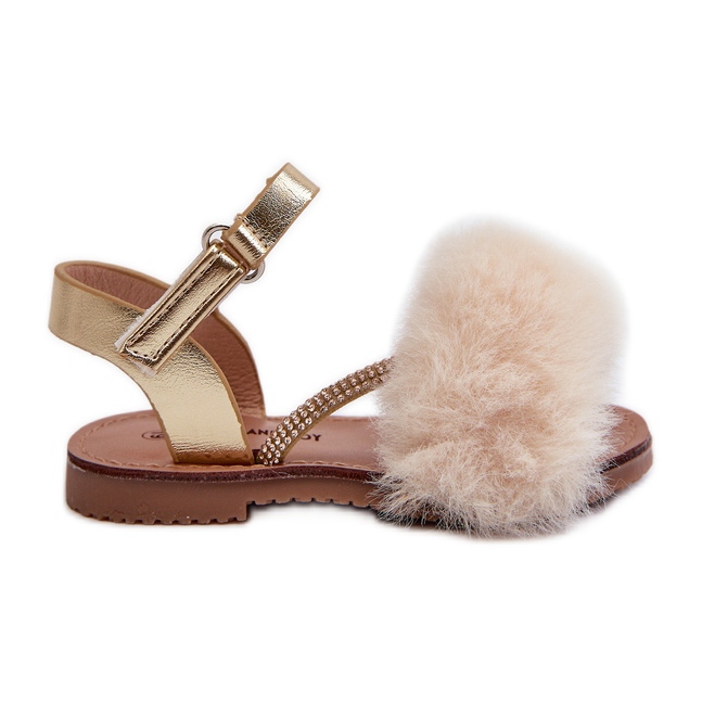 Dětské sandály na suchý zip s kožíškem, zlatý Rosavere Dětské sandály na suchý zip s kožíškem, zlatý Rosavere
