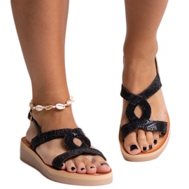 Černé sandály na platformě s kamínky Mifsa černý