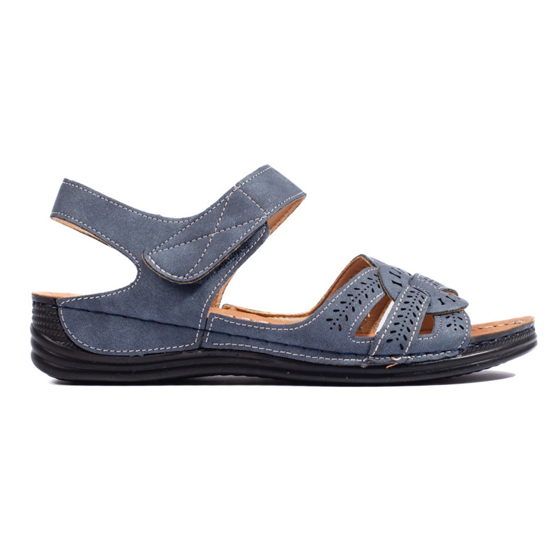 Světle modré dámské sandály na nízkém klínku modrý