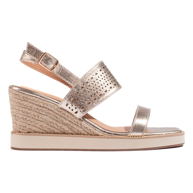 Zlaté dámské sandály na klínku zlatý