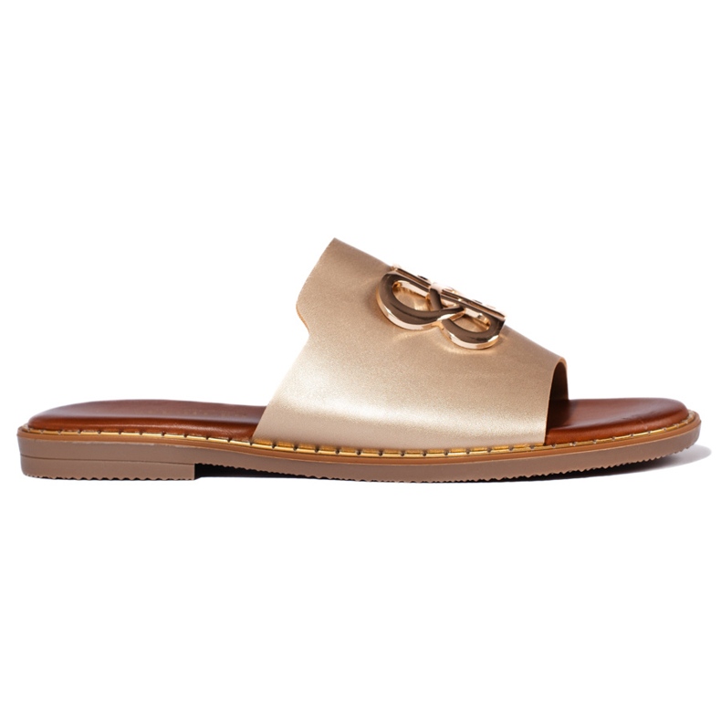 Zlaté dámské žabky se zdobením zlatý