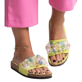 Zelené žabky zdobené kamínky Negistina zelená Zelené žabky zdobené kamínky Negistina zelená