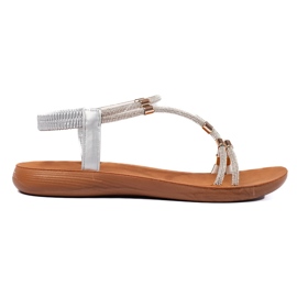 Stříbrné ploché třpytivé sandály stříbro