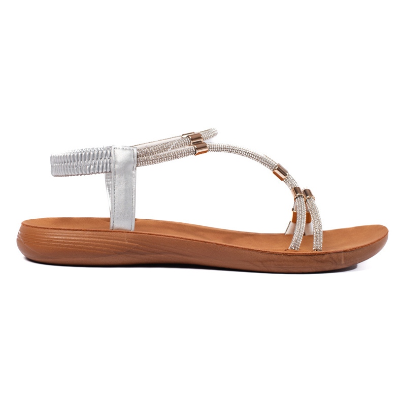 Stříbrné ploché třpytivé sandály stříbrný Stříbrné ploché třpytivé sandály stříbrný