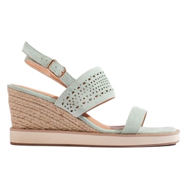 Zelené dámské sandály na klínku zelený