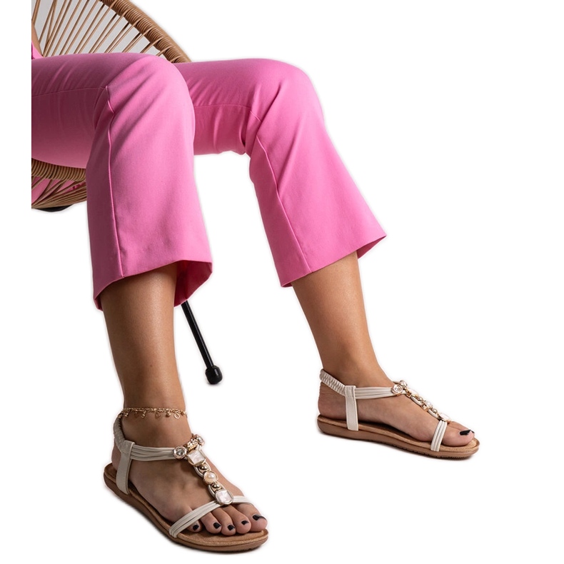 Béžové sandály s kamínky Degnia béžový