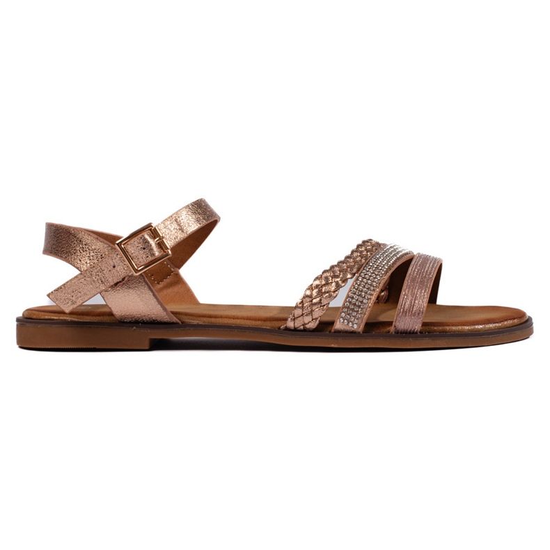 Dámské zlaté ploché sandály zlatý