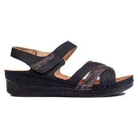 Dámské černé sandály na suchý zip černý