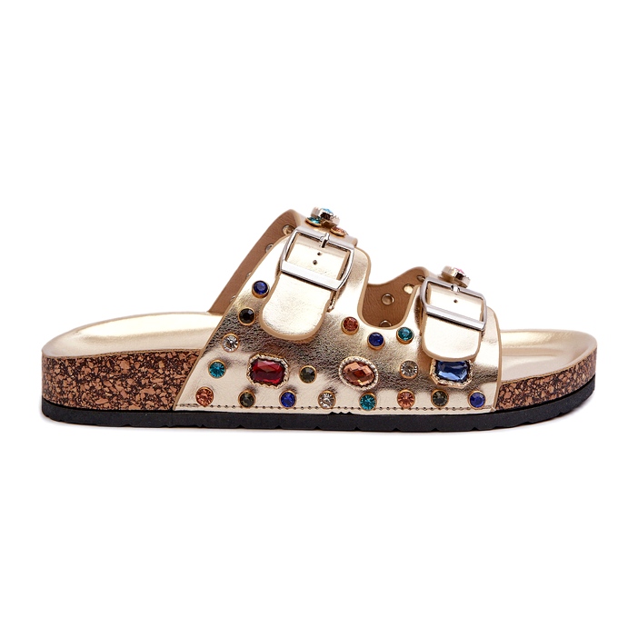 Zdobené dámské žabky s přezkami S.Barski MY121 Gold zlatý