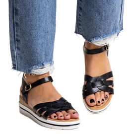 Černé sandály na klínku Hikma černý