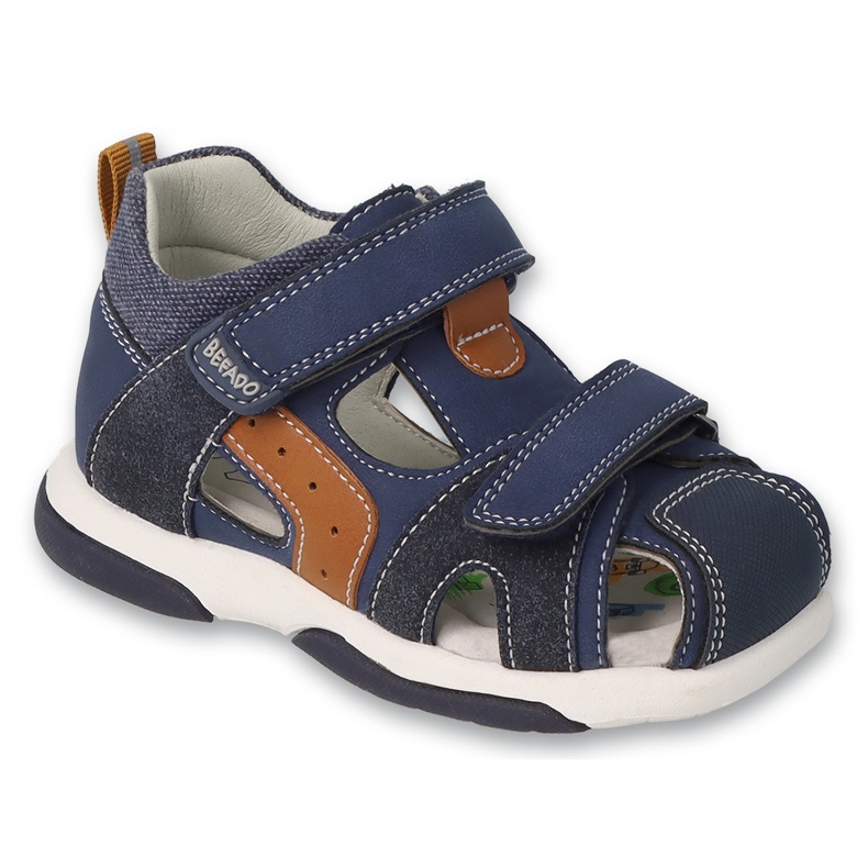 Befado sandály Boys Leather Insert 170x085 námořnictvo modré zakryté prsty modrý