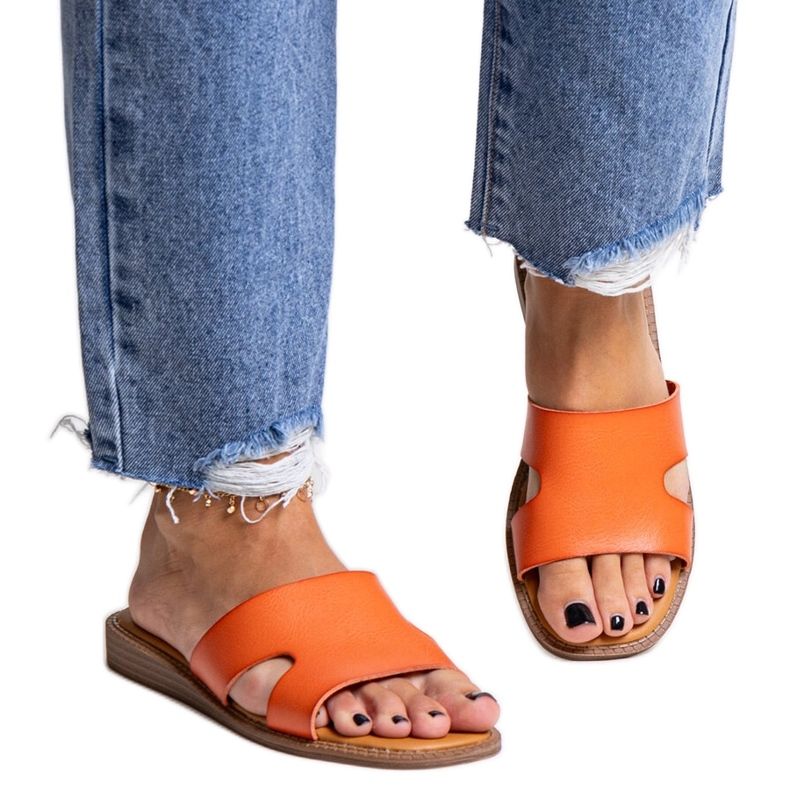 Oranžové žabky z eko kůže značky Kajetana oranžový