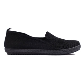 Dámské černé látkové nazouváky černý