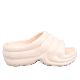 Brassie Beige pěnové žabky na platformě - světle béžová béžový