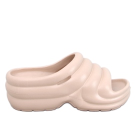 Pěnové žabky Brassie DK.BEIGE na platformě - tmavě béžová béžový Pěnové žabky Brassie DK.BEIGE na platformě - tmavě béžová béžový