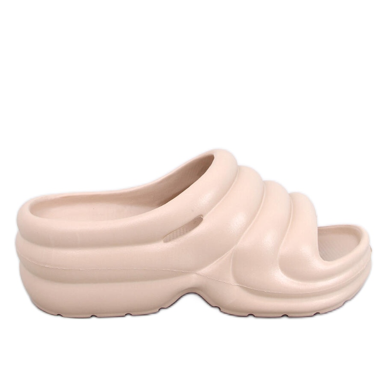 Pěnové žabky Brassie DK.BEIGE na platformě - tmavě béžová béžový