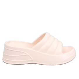 Pěnové sandály Diames Beige na klínku béžový