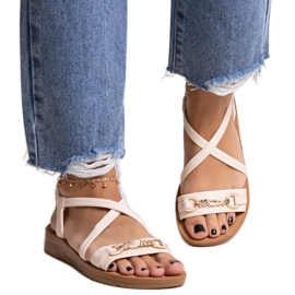 Béžové sandály se zlatou přezkou Pamphila béžový