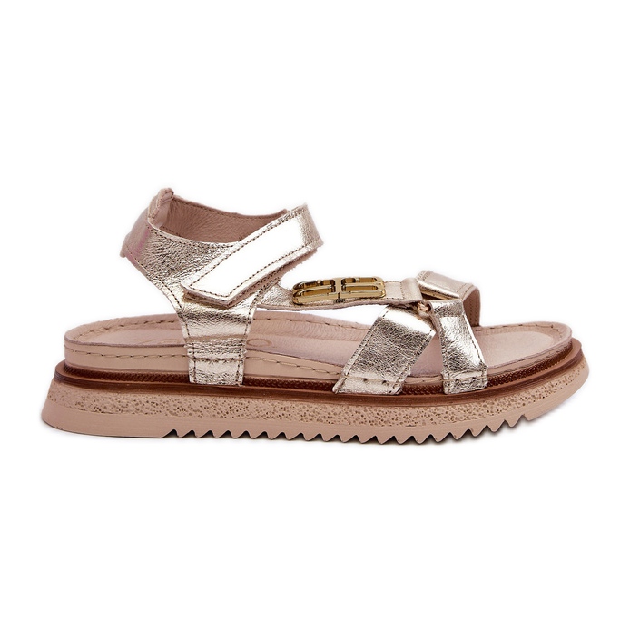 Zazoo 50103 Dámské kožené sandály na platformě, zlaté zlatý