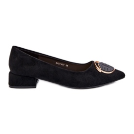 Lodičky na nízkém podpatku vyrobené z Eco Suede S.Barski KV27-037 Black černý
