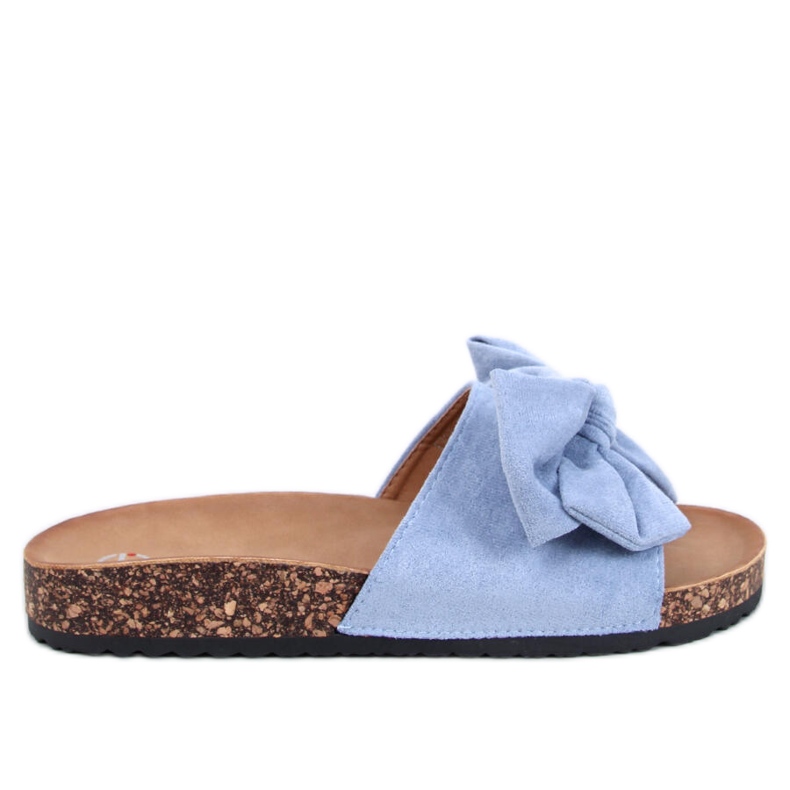 Korkové pantofle Keitas Blue s mašlí modrý