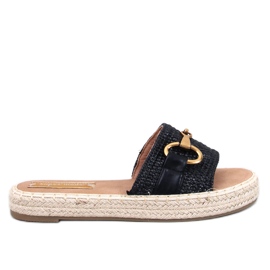 Maters Černé espadrilkové žabky černá Maters Černé espadrilkové žabky černá