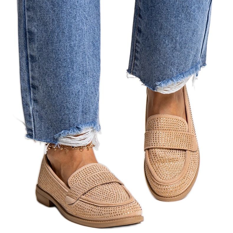 Hnědé mokasíny s kamínky od Mogha béžový