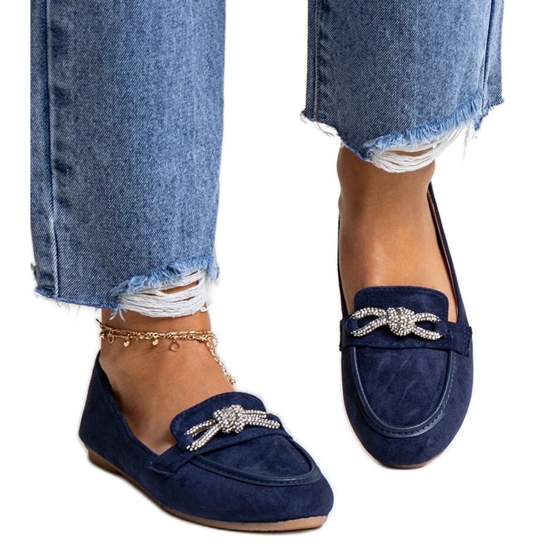 Námořnické modré mokasíny s lesklou dekorací Jabira modrý