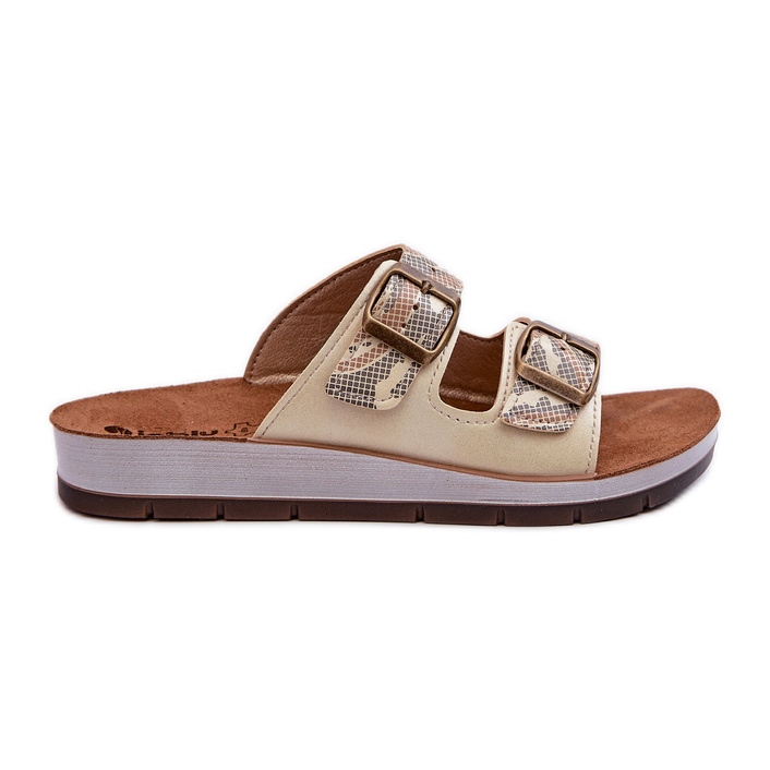 Pohodlné dámské žabky s přezkami Inblu CP000045 Gold zlatý