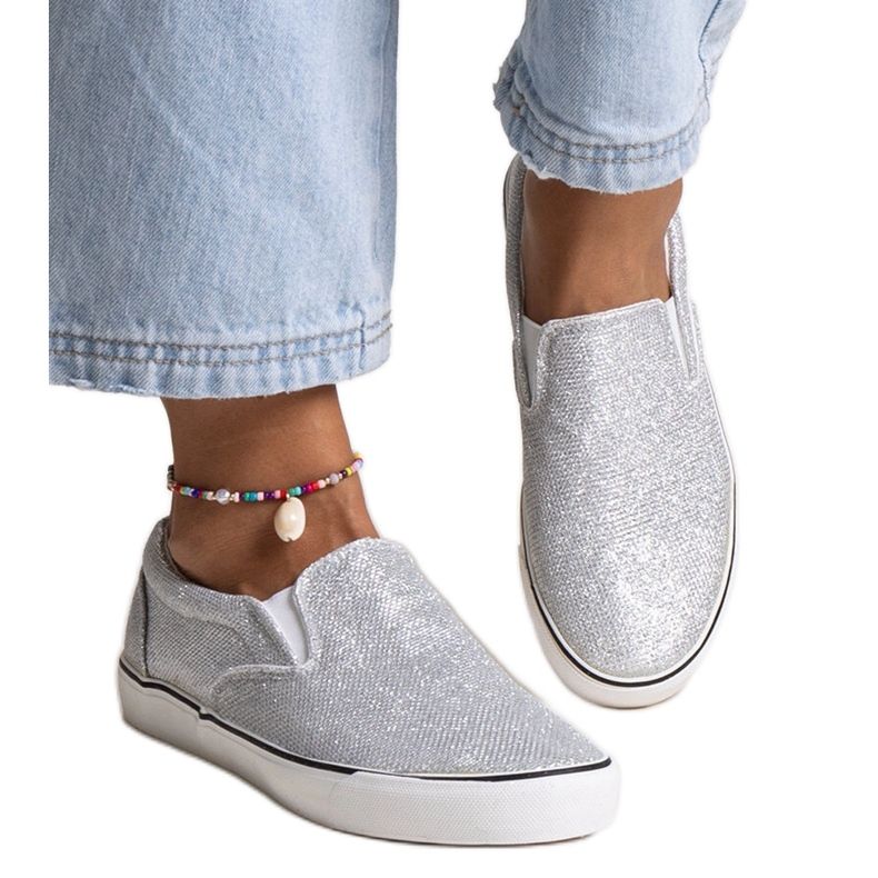 Stříbrné lesklé tenisky Lublubah stříbrný