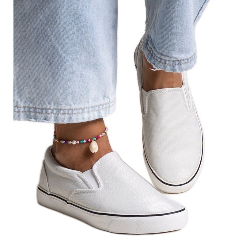 Bílé lesklé tenisky Lublubah bílý