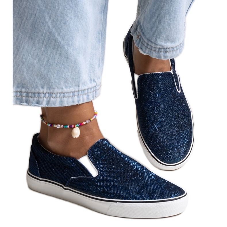 Námořnicky modré lesklé tenisky od Lublubah modrý