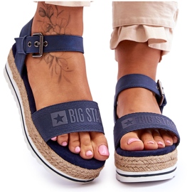 Dámské pohodlné sandály na platformě Big Star LL274869 Navy Blue modrý