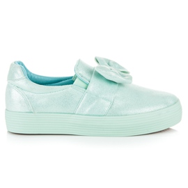 Slipy Na Platformě S Mašlí zelený