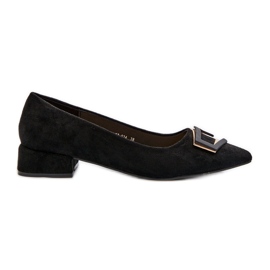 Lodičky na nízkém podpatku s dekorací Eco Suede S.Barski KV27-034 Černá černý