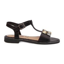 Elegantní dámské sandály s ozdobnými detaily S.Barski KV27-030 Black černý