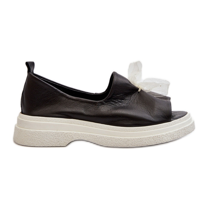 Zazoo 2939 dámské kožené sandály s mašlí, černá