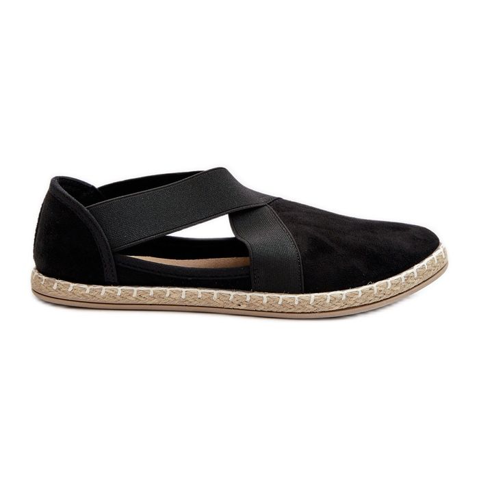 Dámské espadrilky s elastickými pásky Eco Suede Black Phaedrana černá Dámské espadrilky s elastickými pásky Eco Suede Black Phaedrana černá