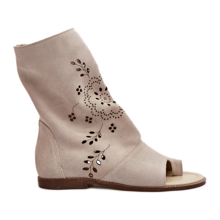 Zazoo 3437 Dámské semišové sandály se zipem na svršku světle béžová béžový