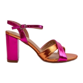Ekologické kožené sandály na vysokém podpatku Fuchsia Abilica růžový
