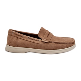 Pánské Eco Suede mokasíny Béžová Rivanell béžový