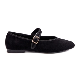 Balerínky z ekologického semiše, zapínání na přezku, černá Anlofi černý