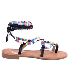 Černé římské sandály Maios s korálky černý