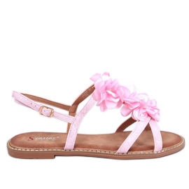 Amaur Pink sandály s jemnými květy růžový Amaur Pink sandály s jemnými květy růžový