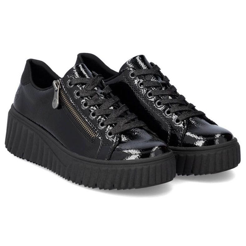 Černé boty na klínku Rieker W N2501-00 černá