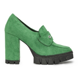 Zelené dámské boty na vysokém podpatku zelená