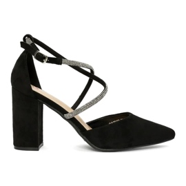 Semišové černé lodičky s flitry černý