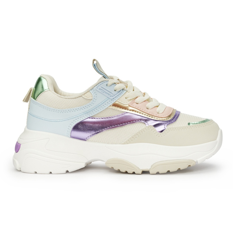 Vícebarevné dámské sportovní boty se silnou podrážkou béžový